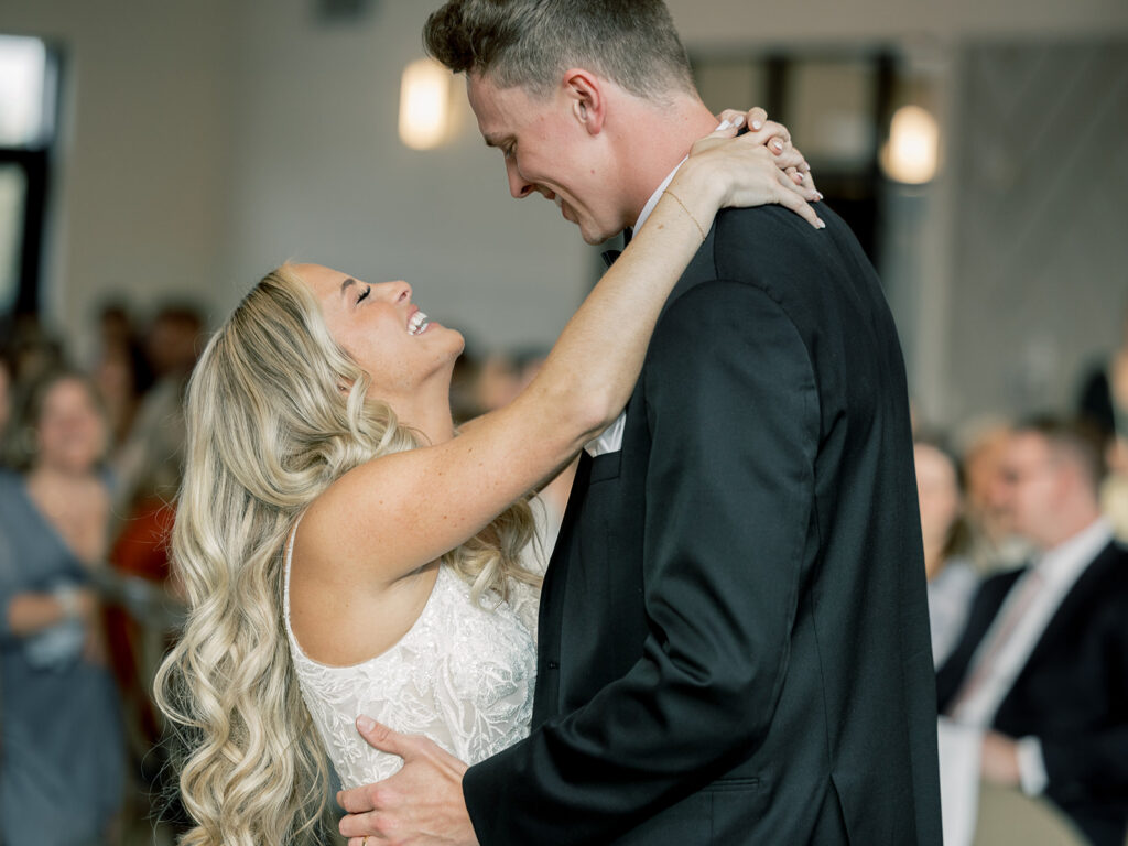 Bride and groom first dance at Bella Giornata wedding reception, Byron Center MI